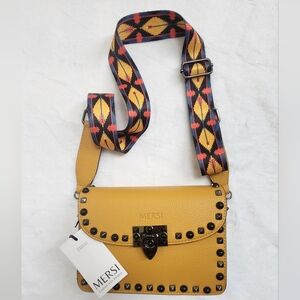 Mersi Vegan Leather Crossbody Purse with Metal Stud Detailing